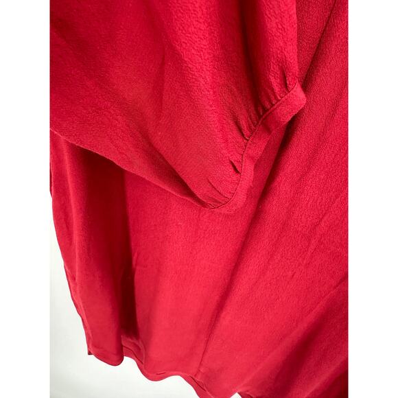Madewell Red V-Neck Long Sleeve High Low Shift Dress Women's Size Small S - Picture 5 of 8
